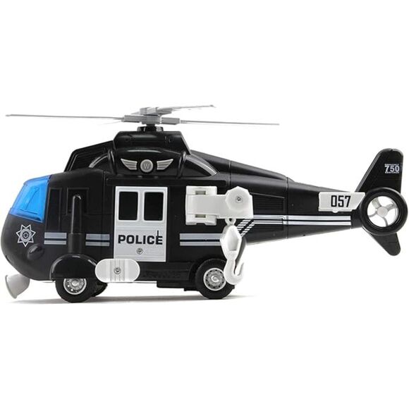 Friction Power Push & Go Police Helicopter Toy with Flashing Lights and Sirens - Picture 4 of 5